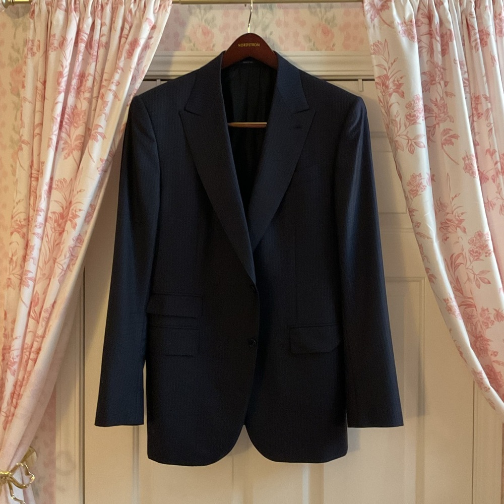 Ermenegildo Zegna Navy Pinstripe Single-Breasted Suit Jacket